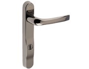 Mila ProSecure Lever/Lever Door Handles, 220mm Backplate - 92mm C/C Euro Lock, Smokey Chrome Finish - 050125 (sold in pairs)