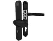Mila ProSecure Lever/Pad Door Handles, 240mm Backplate - 92mm/62mm C/C Euro Lock, Black Finish - 050237 (sold in pairs)
