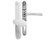 Mila ProSecure Lever/Pad Door Handles, 240mm Backplate - 92mm/62mm C/C Euro Lock, White Finish - 050238 (sold in pairs)