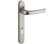 Mila ProLinea Lever/Lever Door Handles, 220mm Backplate - 92mm C/C Euro Lock, Satin Smooth Finish - 050302S (sold in pairs)