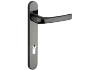 Mila ProLinea Lever/Lever Door Handles, 220mm Backplate - 92mm C/C Euro Lock, Smokey Chrome Finish - 050305 (sold in pairs)