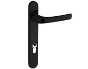 Mila ProLinea Lever/Lever Door Handles, 220mm Backplate - 92mm C/C Euro Lock, Black Finish - 050307 (sold in pairs)