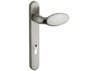 Mila ProLinea Lever/Pad Door Handles, 220mm Backplate - 92mm C/C Euro Lock, Satin Smooth Finish - 050312S (sold in pairs)