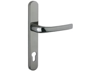 Mila ProLinea Lever/Lever Door Handles, 240mm Backplate - 92mm C/C Euro Lock, Smokey Chrome Finish - 050415 (sold in pairs)