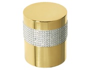 Frelan Hardware Cylindrical Mortice Door Knob, Polished Brass With Swarovski Crystal On A Silver Band - 2012PB-SILVER