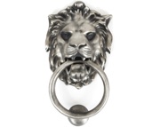 From The Anvil Lions Head Door Knocker, Antique Pewter - 33019