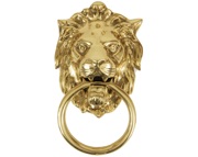 From The Anvil Lions Head Door Knocker, Polished Brass - 33020