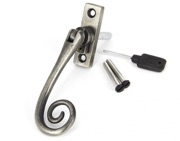 From The Anvil Left Or Right Handed Slim Monkeytail Locking Espagnolette Window Fastener, Antique Pewter - 33728