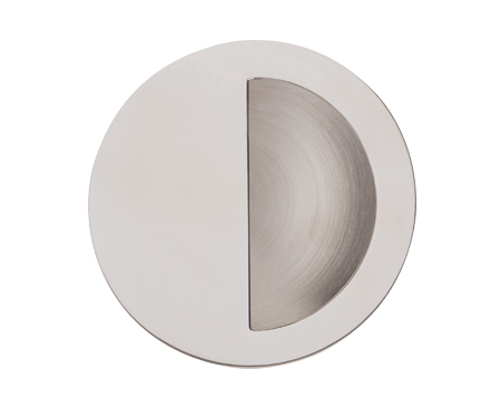 Excel Half Covered Circular Flush Pull (90mm), Polished Stainless Steel - 3801
