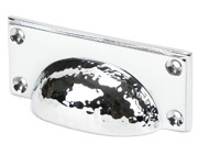 From The Anvil Hammered Art Deco Drawer Pull (84mm C/C), Polished Chrome - 46038