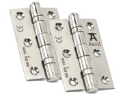 From The Anvil 3 Inch Ball Bearing Butt Hinges, Polished Stainless Steel - 49571 (sold in pairs) 