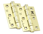 From The Anvil 3 Inch Ball Bearing Butt Hinges, Polished Brass - 49572 (sold in pairs) 