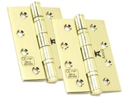 From The Anvil 4 Inch Ball Bearing Butt Hinges, Polished Brass - 49573 (sold in pairs) 