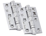 From The Anvil 3 Inch Ball Bearing Butt Hinges, Polished Chrome - 49575 (sold in pairs) 