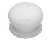 Heritage Brass Porcelain Cupboard Knobs (32mm Or 38mm), Plain White - 5032 