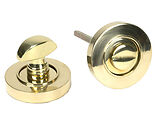 From The Anvil Round Plain Round Bathroom Thumbturn, Polished Brass - 50750