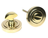 From The Anvil Round Art Deco Round Bathroom Thumbturn, Polished Brass - 50751
