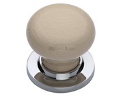 Heritage Brass Cream Crackle Porcelain Mortice Door Knobs, Polished Chrome Rose - 8010-PC (sold in pairs)