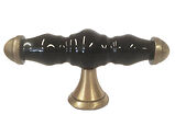 Chatsworth Oxford T Handle (Polished Chrome, Antique Brass OR Pewter), Black Porcelain - BUL803-BLK
