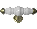 Chatsworth Oxford T Handle (Polished Chrome, Antique Brass OR Pewter), White Crackle Porcelain - BUL803-WHI-JCK