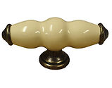 Chatsworth Oxford T Handle (Polished Chrome, Antique Brass OR Pewter), Cream Porcelain - BUL803-CRM