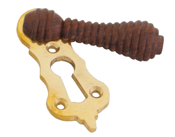 From The Anvil Beehive Standard Profile Escutcheon & Cover, Polished Brass & Rosewood - 83555