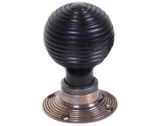 From The Anvil Beehive Mortice/Rim Knob Set, Ebony & Aged Brass - 83574 (sold in pairs)