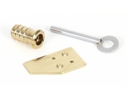 From The Anvil Keyed Flush Sash Stop, Polished Brass - 90271