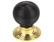 From The Anvil Small Cottage Mortice/Rim Knob Set (54mm), Ebony & Polished Brass - 91762 (sold in pairs)