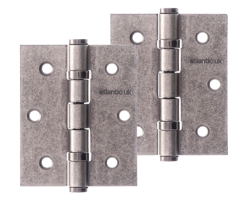 Atlantic 3 Inch Solid Steel Ball Bearing Hinges, Distressed Silver - A2HB32525/DS (sold in pairs)