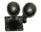 Kirkpatrick Un-Sprung Black Antique Malleable Iron Oval Rim Door Knob - AB1551R (sold in pairs)