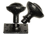 Kirkpatrick Un-Sprung Black Antique Malleable Iron Rim Door Knob - AB1553R (sold in pairs)