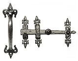 Kirkpatrick Black Antique Malleable Iron Fleur De Lys Thumblatch (197mm Length) - AB3618