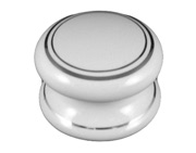 Chatsworth Porcelain Victorian Cupboard Knobs (32mm, 38mm, 50mm OR 54mm), White Double Chromeline - BUL9-WHI-2CL