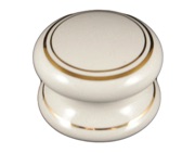 Chatsworth Porcelain Victorian Cupboard Knobs (32mm, 38mm, 50mm OR 54mm), White Double Goldline - BUL9-WHI-2GL