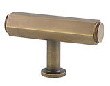 Alexander & Wilks Vesper Hex T-Bar Cupboard Knob (55mm Width), Antique Brass - AW829-55-AB