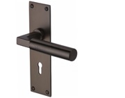 Heritage Brass Bauhaus Low Profile Door Handles On Backplate, Matt Bronze - BAU7300-MB (sold in pairs)