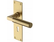 Heritage Brass Bauhaus Low Profile Door Handles On Backplate, Satin Brass - BAU7300-SB (sold in pairs)