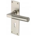 Heritage Brass Bauhaus Low Profile Door Handles On Backplate, Satin Nickel - BAU7300-SN (sold in pairs)