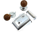 Prima Fancy Rim Latch (125mm x 120mm) With Rosewood Reeded Rim Knob (54mm), Polished Chrome - BH1026BC (sold as a set)