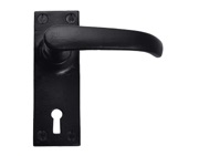 Cardea Ironmongery Curved Door Handle On Backplate, Black Iron - BI230