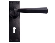 Cardea Ironmongery Tapered Door Handle On Backplate, Black Iron - BI239