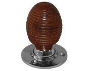 Chatsworth Beehive Rosewood Brown Wood Mortice Door Knobs, Polished Chrome Backplate - BUL401-2PC-BRN (sold in pairs