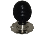 Chatsworth Fluted Rose Beehive Ebony Wood Mortice Door Knobs, Satin Nickel Backplate - BUL401-3SN-BLK (sold in pairs)