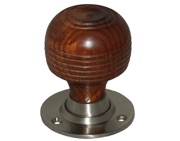 Chatsworth Cottage Rosewood Brown Wood Mortice Door Knobs, Satin Nickel Backplate - BUL402-2SN-BRN (sold in pairs)