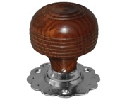 Chatsworth Fluted Rose Cottage Rosewood Brown Mortice Door Knobs, Polished Chrome Backplate - BUL402-3PC-BRN (sold in pairs)