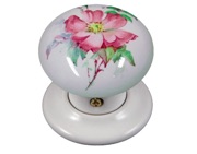 Chatsworth Floral Porcelain Mortice Door Knobs, Rambling Rose - BUL602-7-RAMBLINGROS (sold in pairs)