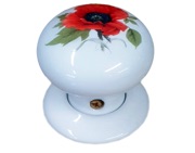 Chatsworth Floral Porcelain Mortice Door Knobs, Red Poppy - BUL602-7-RED-POPPY (sold in pairs)