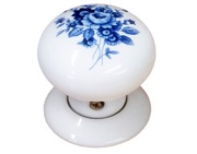 Chatsworth Floral Porcelain Mortice Door Knobs, Saxony - BUL602-7-SAX (sold in pairs)
