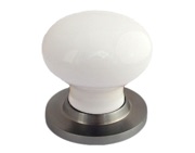 Chatsworth White Porcelain Mortice Door Knobs, Satin Chrome Backplate - BUL602-SCBUL33-WHI